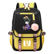 Comics My Heroes Academy Usb Student Backpack Casual Ribbon Flip Backpack