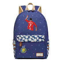 Football Star Cristiano Ronaldo Printed Student Backpack, Floral Casual Backpack