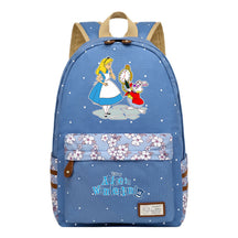 Anime Cartoon Cheshire Cat Print Youth Student Backpack With Floral Casual Backpack