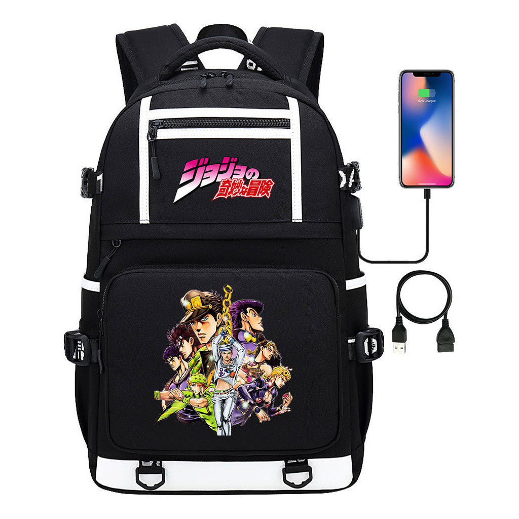 Comic Joe's Wonderful Adventure Print Usb Youth Student Backpack For Men And Women's Leisure Travel Backpack