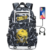 Golden Anime Tokyo Ghoul Print Usb Youth Student Backpack For Men And Women Leisure Travel Backpack