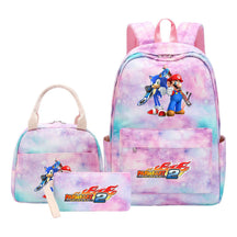 Super Mario Student Girls School Bag Lunch Bag Three Piece Backpack Set