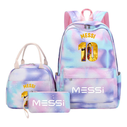 Sports Football Stars, Teenagers, Students, Girls, Backpacks, Lunch Bags, 3-piece Backpack Set