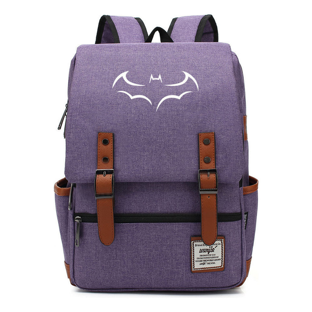 Superhero Batman Print Youth Student Backpack Casual Belt Buckle Classic Backpack