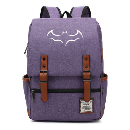 Superhero Batman Print Youth Student Backpack Casual Belt Buckle Classic Backpack