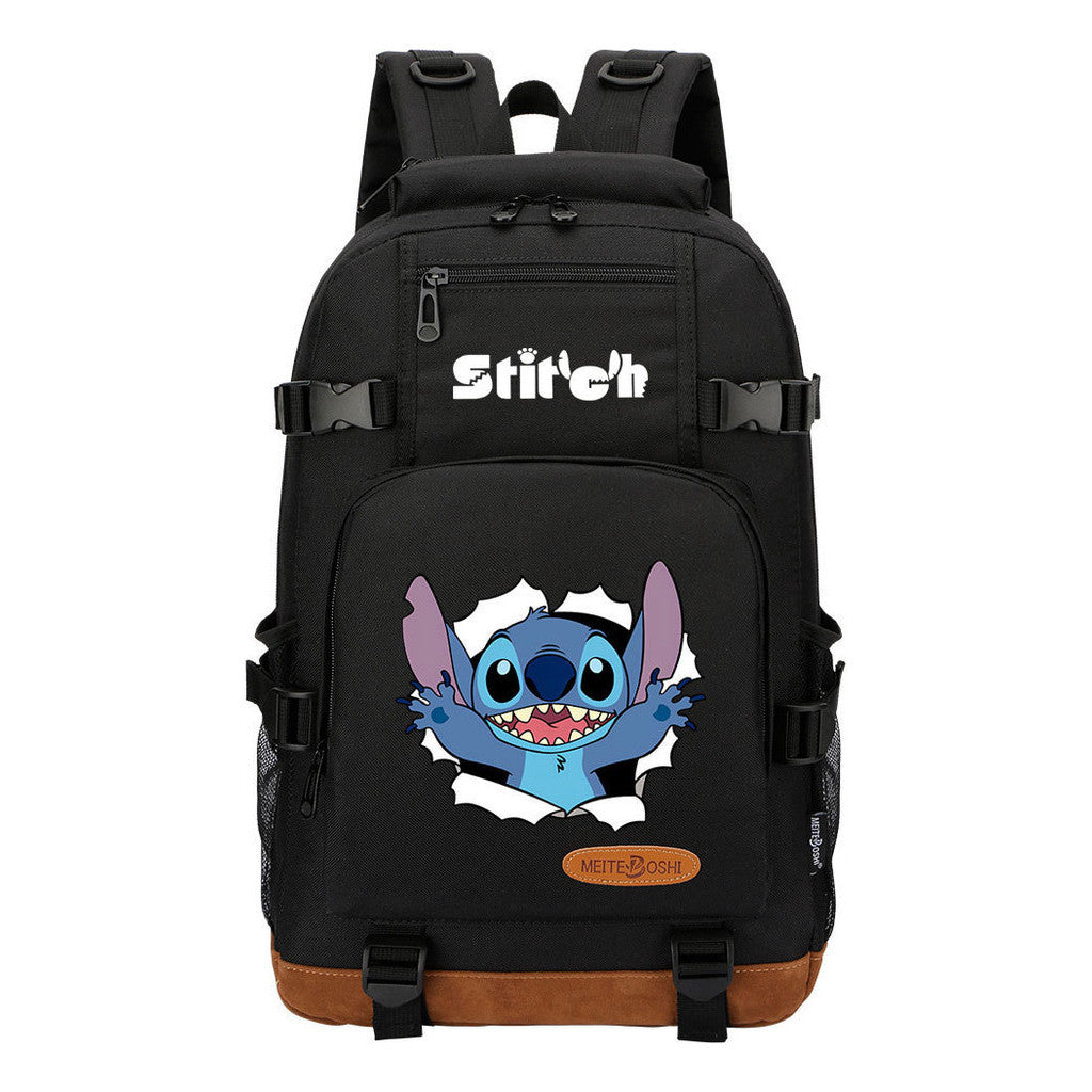 Anime Star Baby Stitch Printed Student Backpack Men And Women's Leisure Travel Backpack