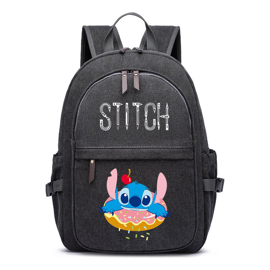 Anime Star Baby Stitch Printed Youth Student Backpack For Men And Women With Casual Woven Straps Backpack