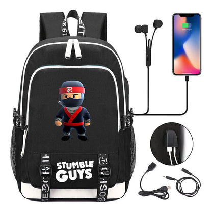 Printed Student Backpack Usb Men's And Women's Leisure Backpack