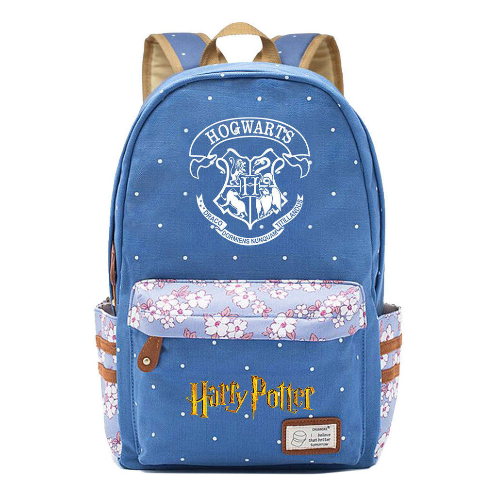 School Of Witchcraft And Wizardry Youth Student Backpack, Floral Canvas, Female Backpack