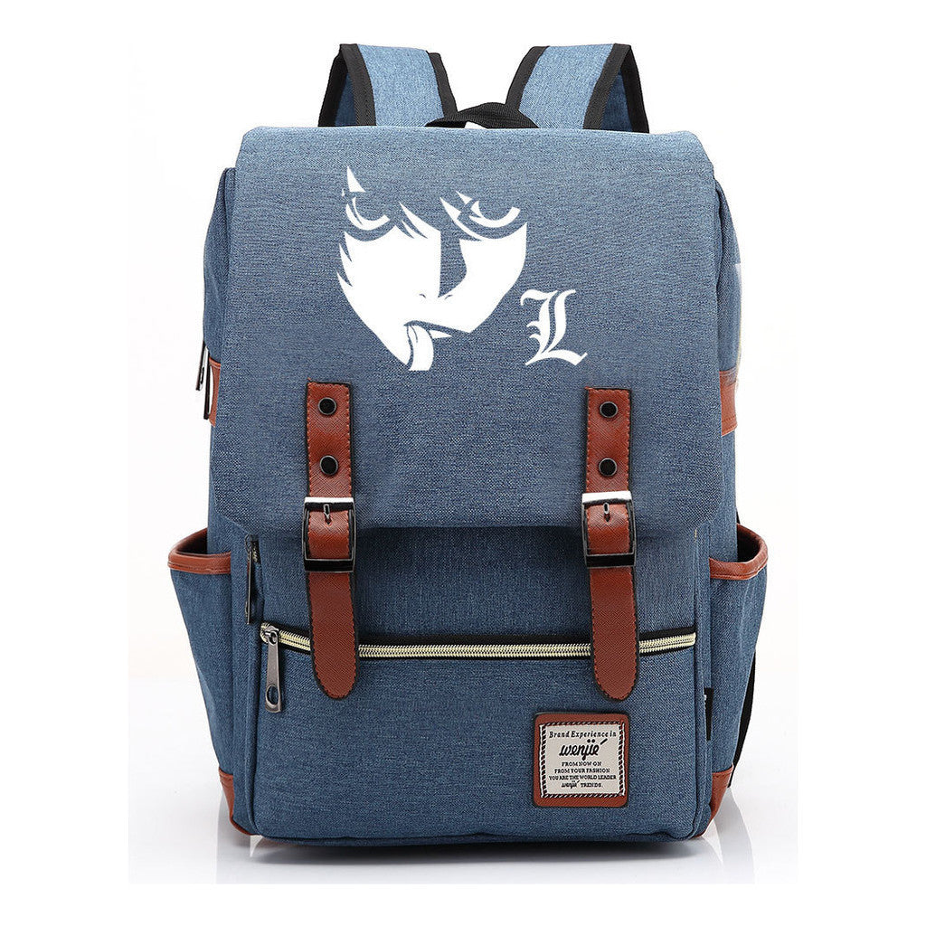 Manga Death Note Youth Student School Bag Men's And Women's Leisure Belt Buckle Backpack