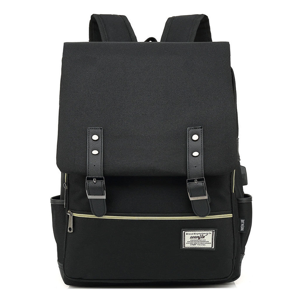 Usb Youth Student Backpack For Men And Women With Casual Belt Buckle Printed Backpack