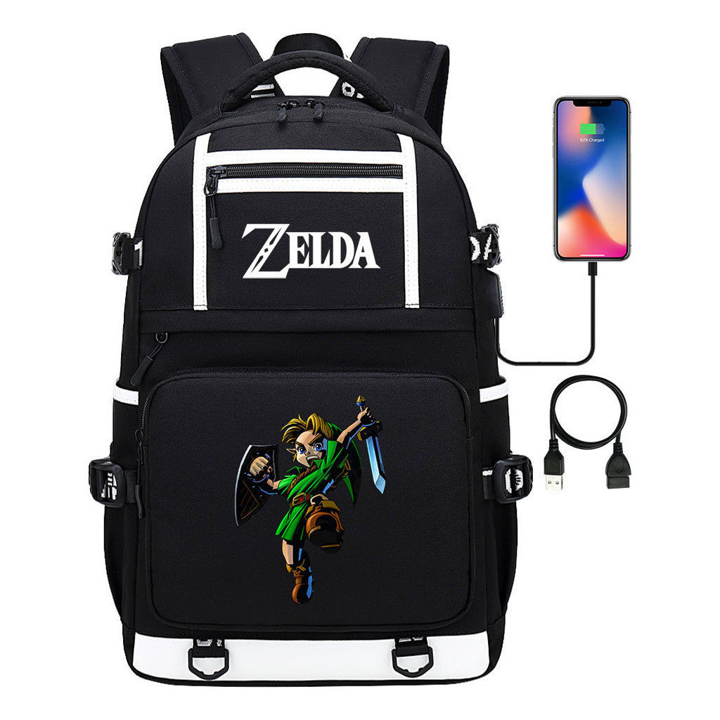 Legend Of Zelda Printed Usb Youth Student Backpack Men's And Women's Backpack Leisure Travel Bag