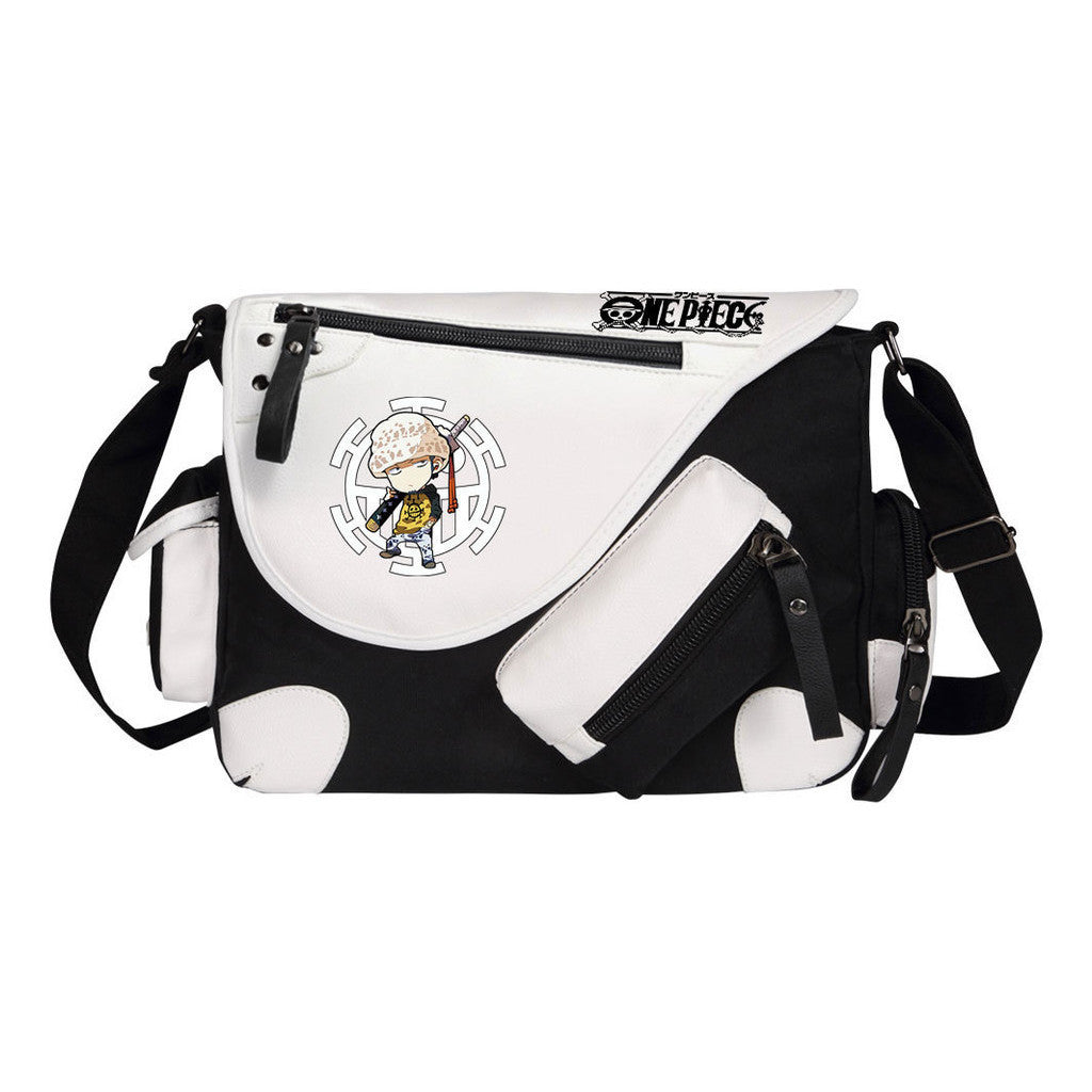 Anime One Piece Print Youth Student School Bag Canvas Single Shoulder Bag Men's And Women's Leisure Straddle Backpack