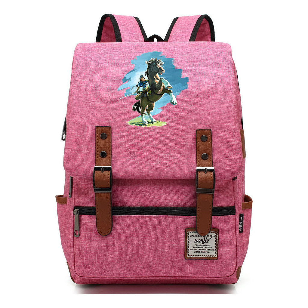 Game Zelda Printed Youth Student Backpack For Men And Women, Casual Belt Buckle, Classic Backpack