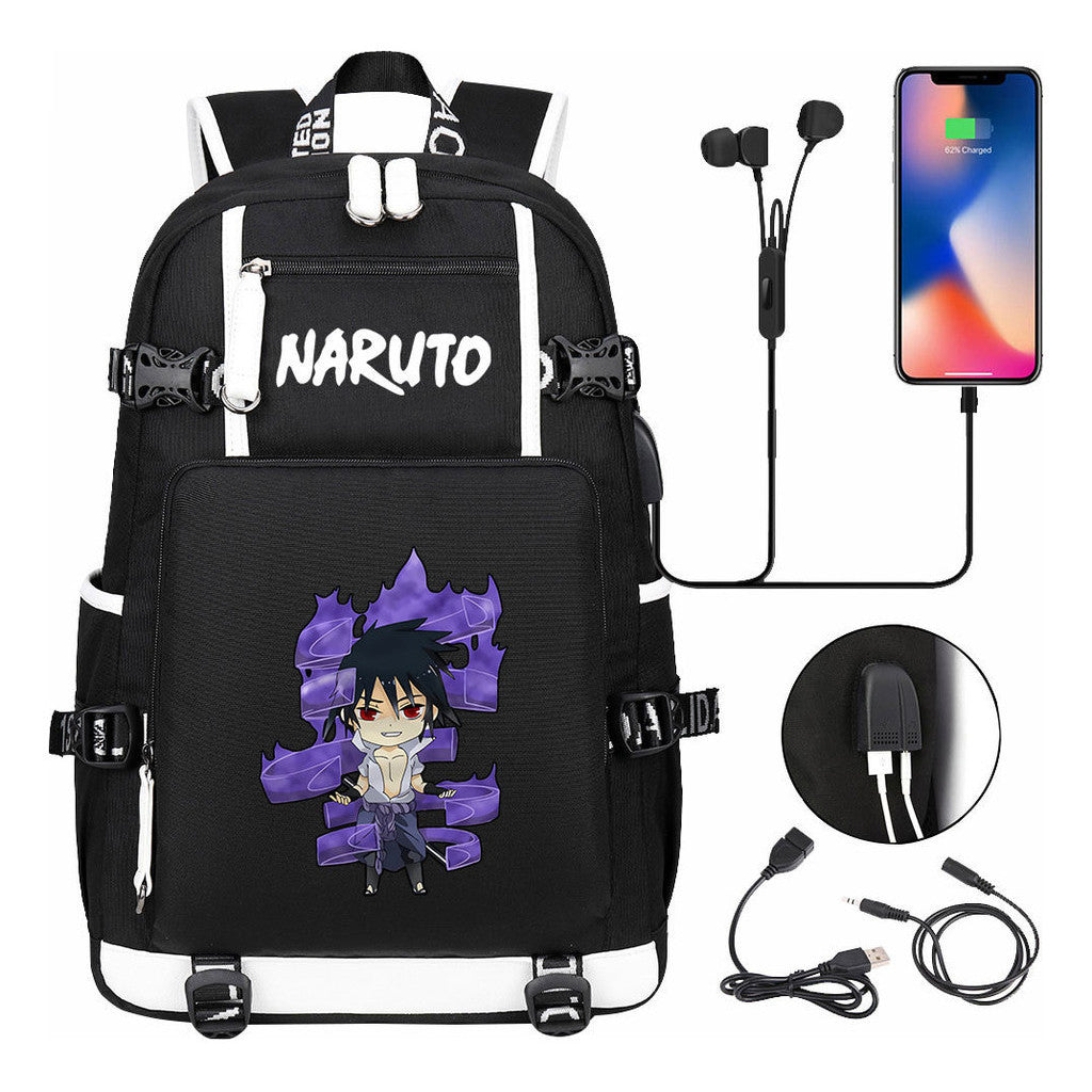 Naruto Usb Large Capacity Youth Student Backpack For Men And Women's Leisure Travel Backpack