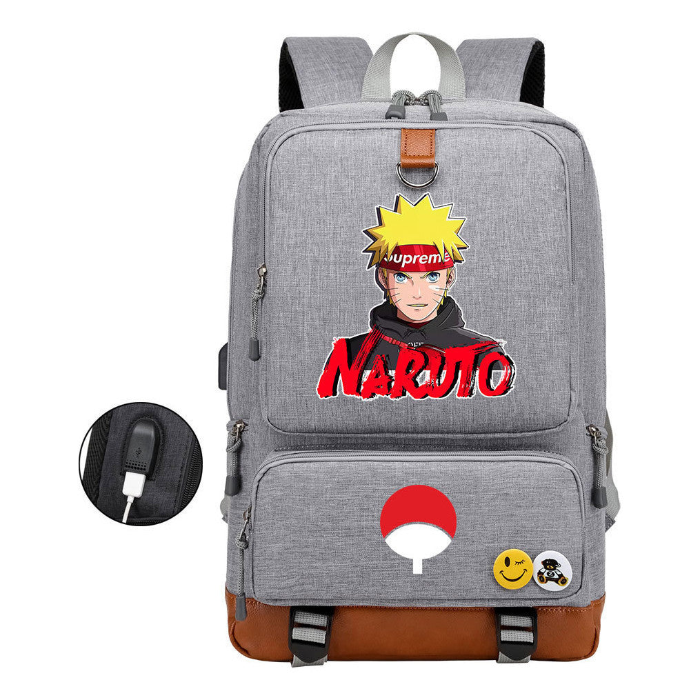Naruto Printed Usb Student Backpack For Leisure Travel Backpack