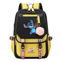 Interstellar Baby Stitch Usb Student Backpack For Boys And Girls, Casual Woven Strap Flip Back Backpack
