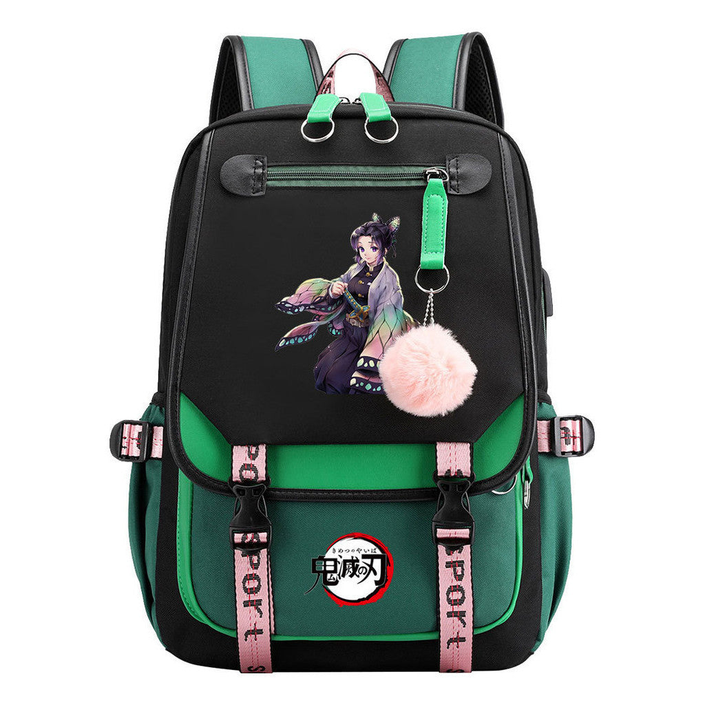 Cartoon Fashion Usb Student Backpack With Casual Woven Strap Flip Back Backpack