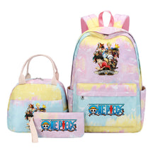 Cartoon Pirate King Youth Student Girls School Bag Lunch Bag Three Piece Set Backpack Set