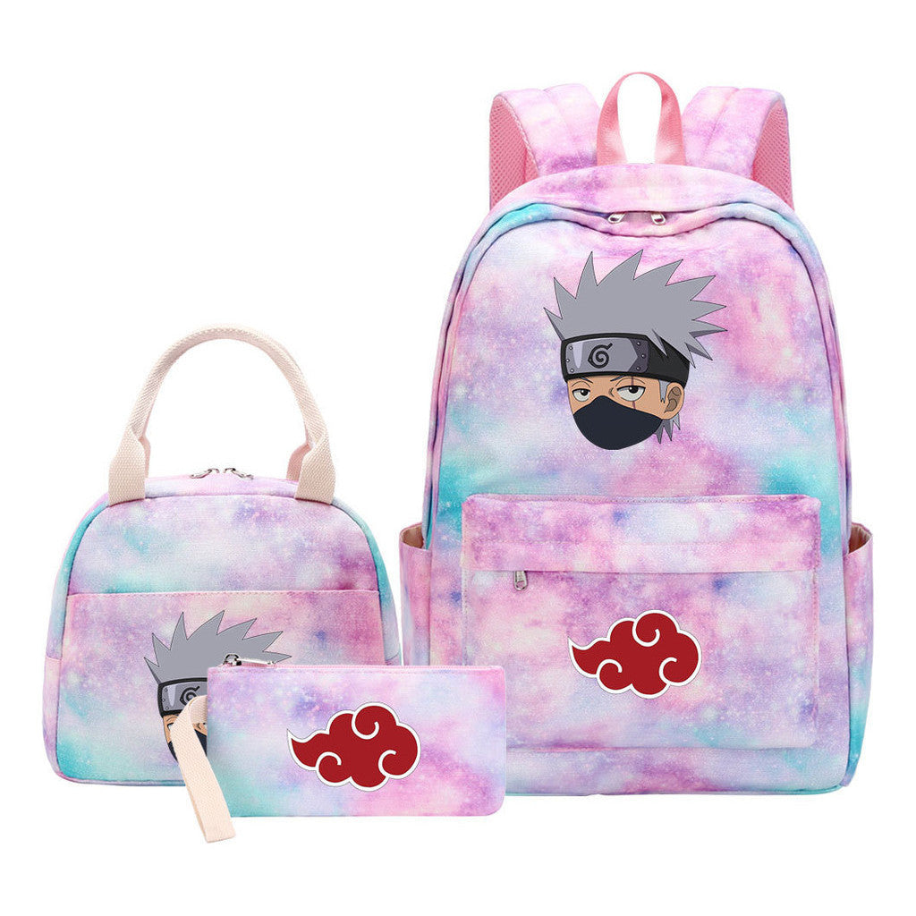 Naruto Teenage Student Girls School Bag Lunch Bag Three Piece Set Backpack Set