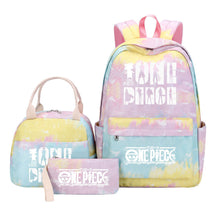 Cartoon Pirate King Youth Student Girls School Bag Lunch Bag Three Piece Set Backpack Set