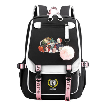 My Heroes Academy Usb Youth Student Backpack With Casual Woven Strap Flip Back Backpack