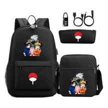 Naruto Usb Password Lock Year Student School Bag Three Piece Set Backpack Set