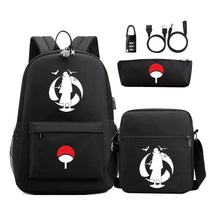Naruto Usb Password Lock Student Backpack Three Piece Set Backpack Set