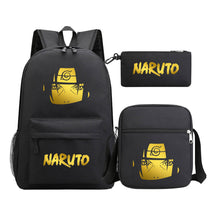 Golden Anime Naruto Starry Sky Youth Student School Bag Three Piece Set For Boys And Girls Backpack Set