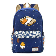 Cartoon Lazy Egg Printed Youth Student School Bag Fragmented Flower Boys And Girls Backpack