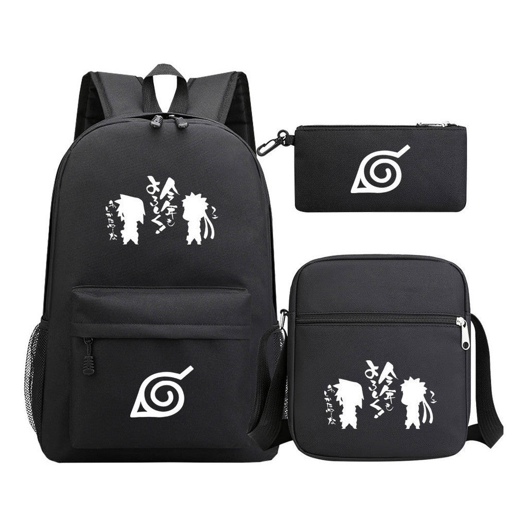 Anime Naruto Starry Sky Youth School Bag Three Piece Set For Men And Women Backpack Set