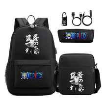 Cartoon Pirate King Usb Password Lock Youth Student Backpack Three Piece Set Backpack