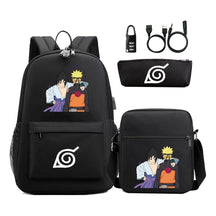 Naruto Usb Password Lock Backpack Three Piece Set For Men And Women Backpack Set
