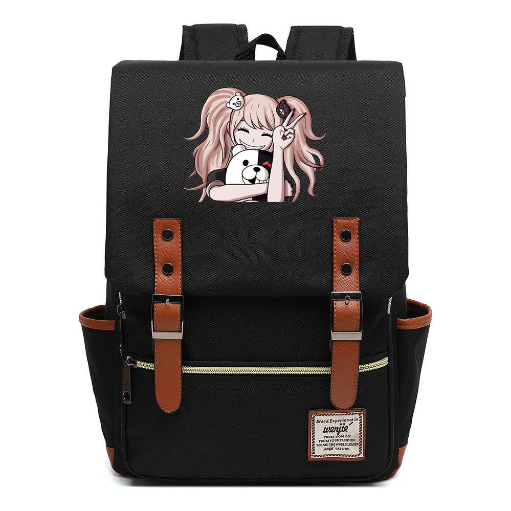 Printed Teenage Student Backpack For Men And Women With Casual Belt Buckle Classic Backpack