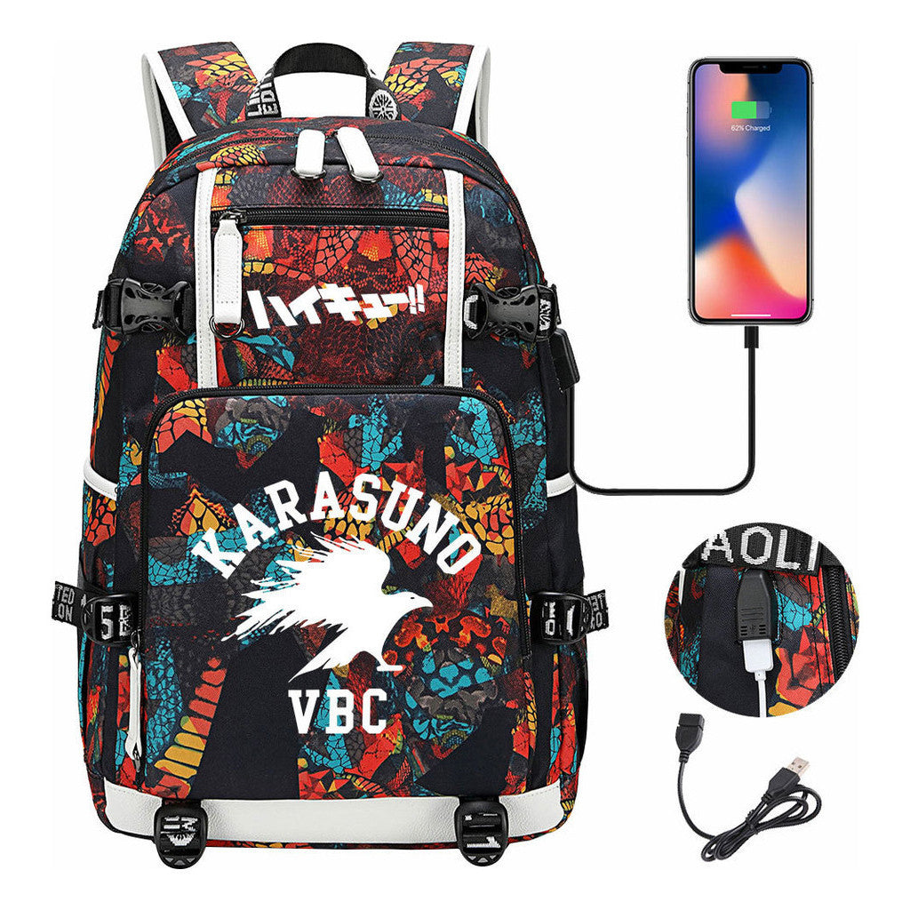 Volleyball Youth Usb Large Capacity Youth Student School Bag Men's And Women's Leisure Travel Backpack