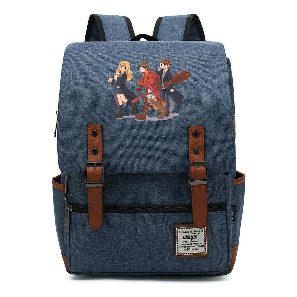 School Of Witchcraft And Wizardry Printed Youth Student School Bag Casual Belt Buckle Classic Backpack