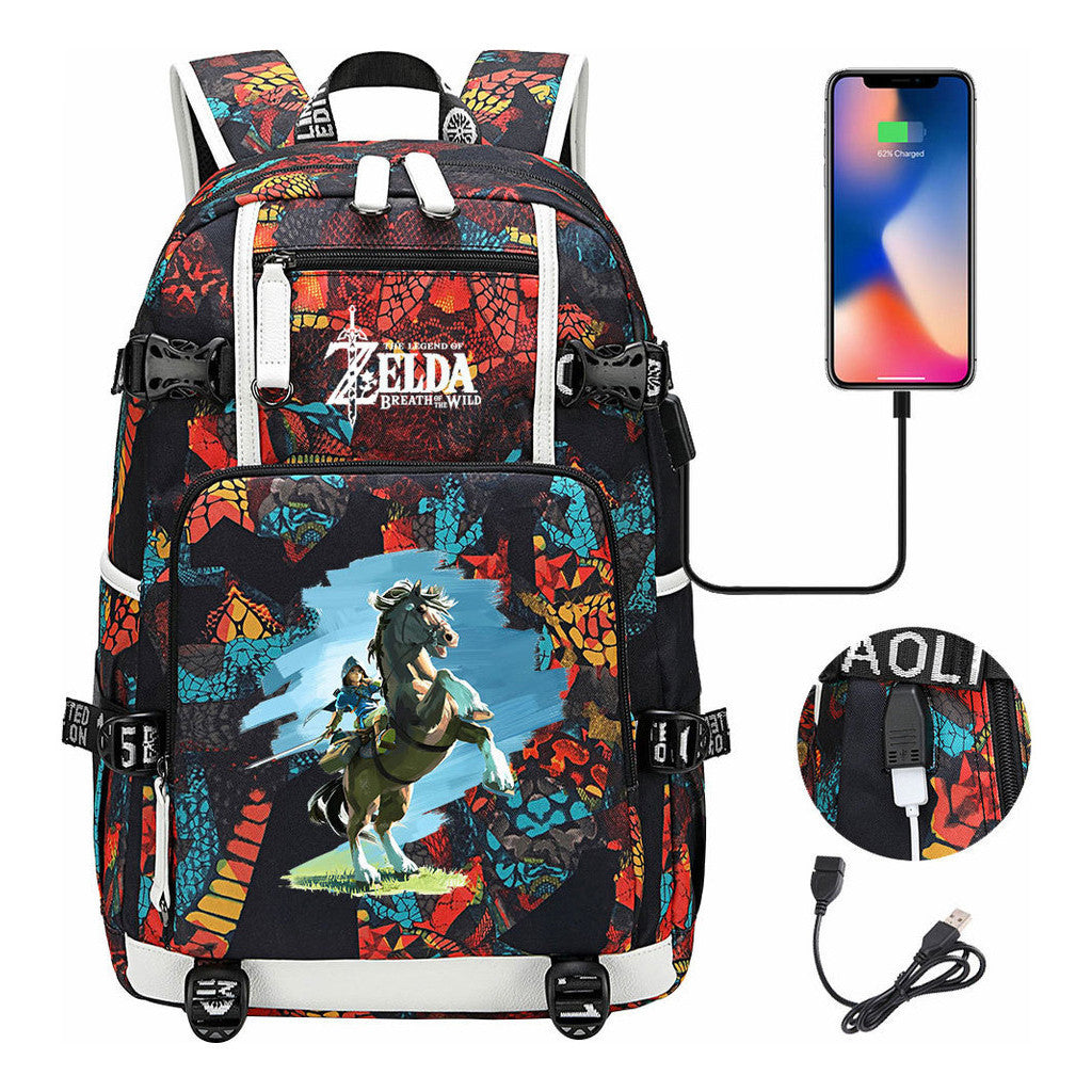 Legend Of Zelda Usb Earphones, Youth Backpacks, Men's And Women's Leisure Travel Backpacks