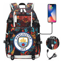 Sports Football Star Usb Printed Youth Student Backpack Leisure Travel Backpack