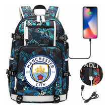 Sports Football Star Usb Printed Youth Student Backpack Leisure Travel Backpack