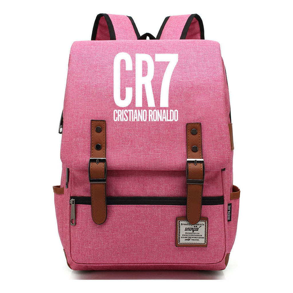 Football Star Cristiano Ronaldo Printed Backpack For Men And Women With Casual Belt Buckle Classic Backpack