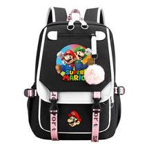Super Mario Printed Usb Backpack Casual Woven Strap Flip Back Backpack