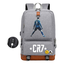 Football Star Cristiano Ronaldo Printed Usb Youth Primary And Secondary School Backpack For Boys And Girls Leisure Travel Backpack