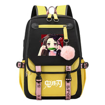 Cartoon Fashion Usb Youth Student Backpack Boy's And Girl's Leisure Ribbon Flip Backpack