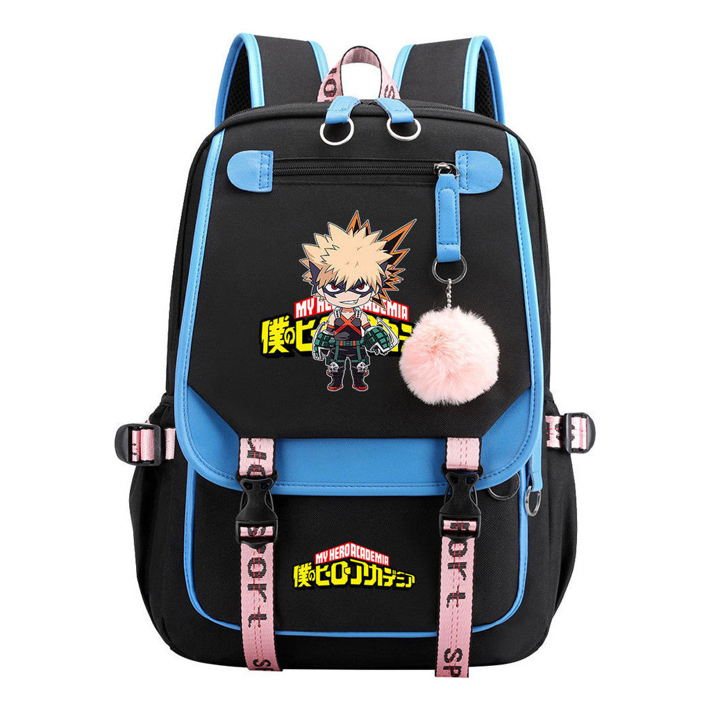 My Heroes Academy Usb Student Backpack, Casual Woven Strap Flip Back Backpack