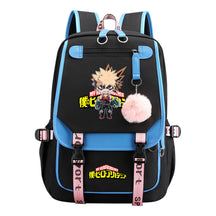 My Heroes Academy Usb Student Backpack, Casual Woven Strap Flip Back Backpack