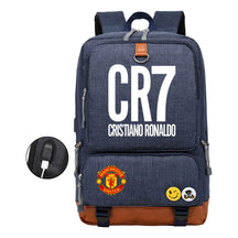 Football Star Cristiano Ronaldo Printed Usb Student Backpack For Leisure Travel Backpack