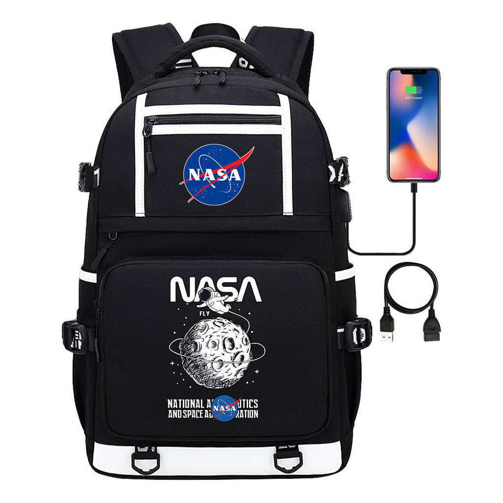 Fashionable Space Printed Usb Student Backpack Backpack Leisure Travel Backpack