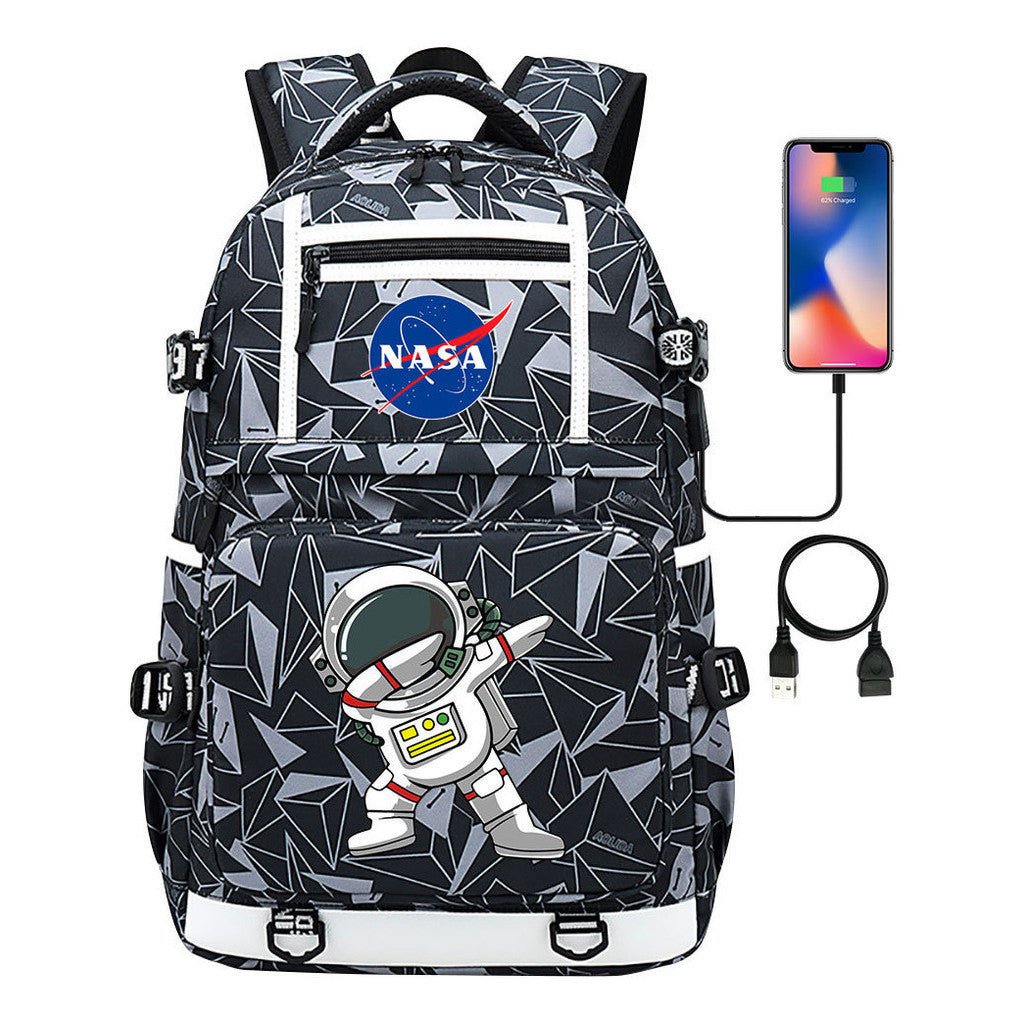 Fashionable Space Printed Usb Student Backpack Backpack Leisure Travel Backpack