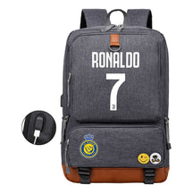 Football Star Cristiano Ronaldo Printed Usb Student Backpack Leisure Travel Backpack