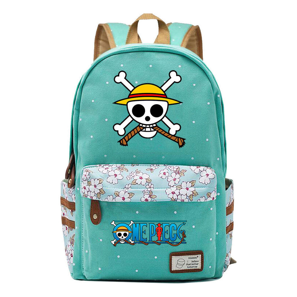 Anime Pirate King Lufei Printed Student School Bag Fragmented Flower Leisure Backpack